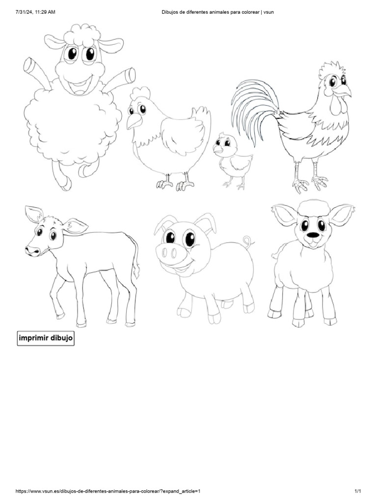 Dibujos de Diferentes Animales para Colorear - Vsun 4 | PDF