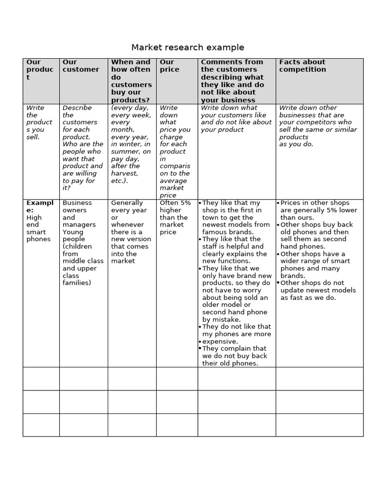 Business Market Research Example | PDF