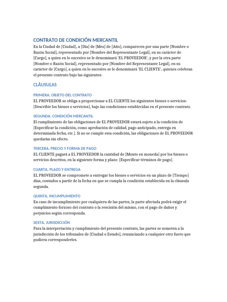 Contrato de Condición Mercantil | PDF