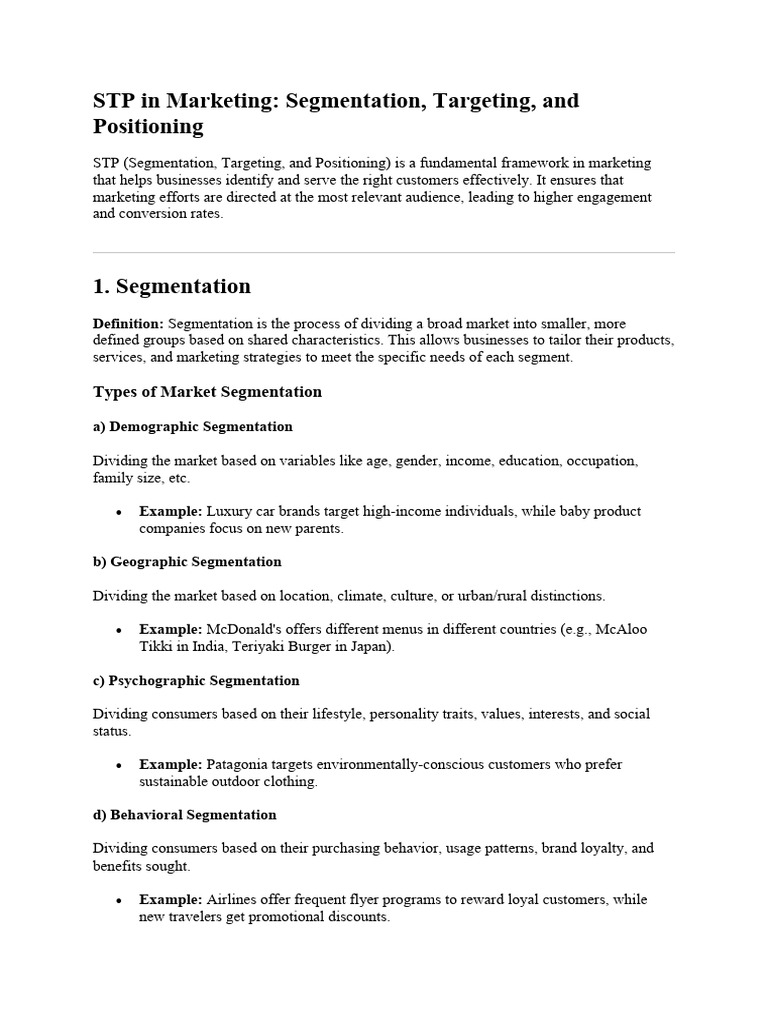 STP Marketing: Segmentation, Targeting, Positioning | PDF | Market ...