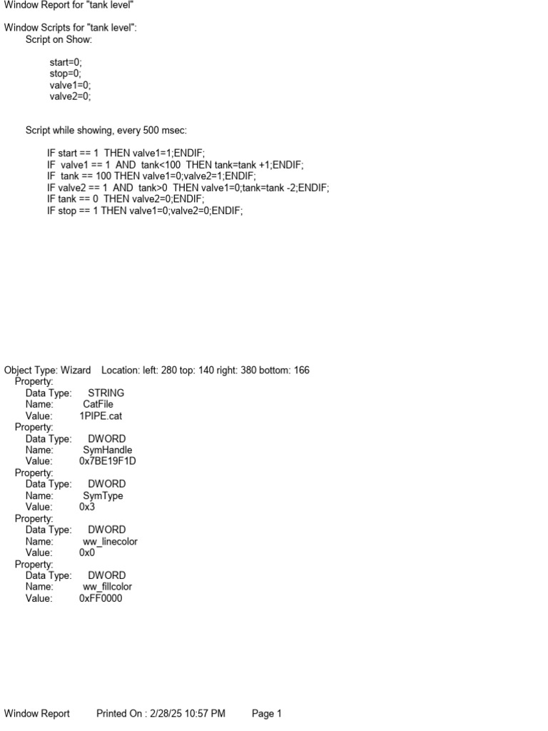 Tank Level Control Scripts and Report | PDF | Data Type | Computing