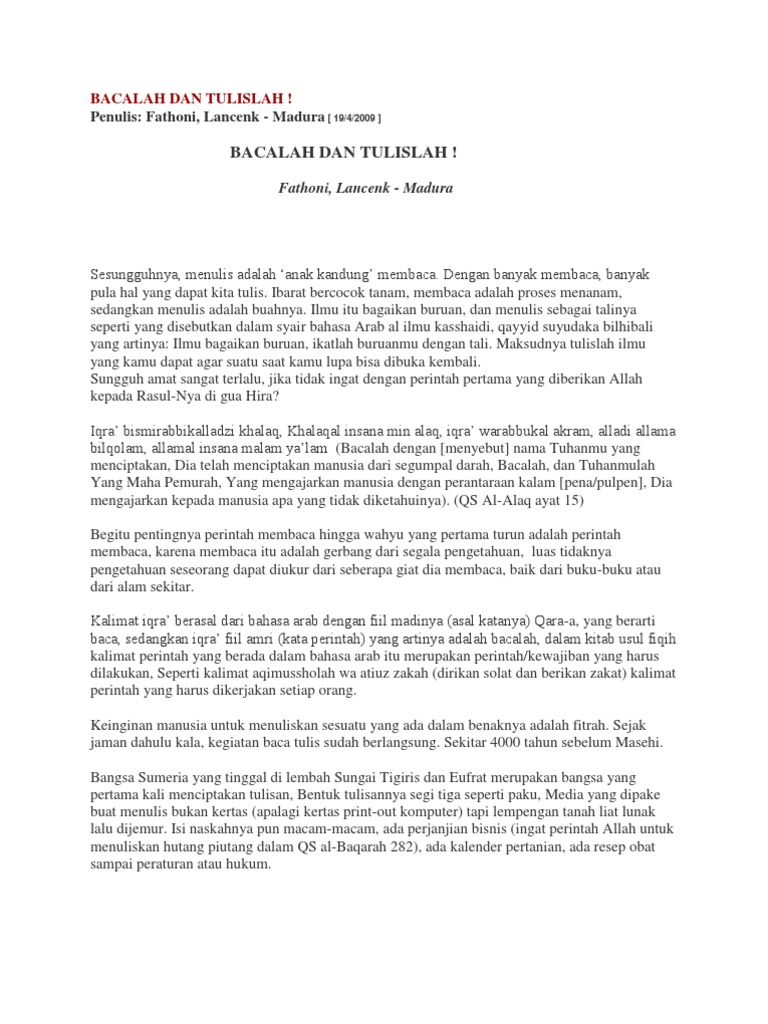 Bacalah Dan Tulislah Pdf