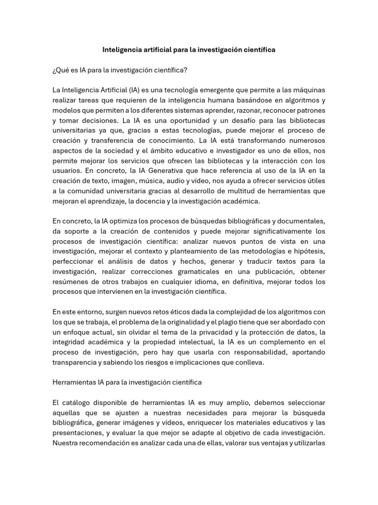 IA en la Investigación Científica | PDF | Inteligencia artificial ...