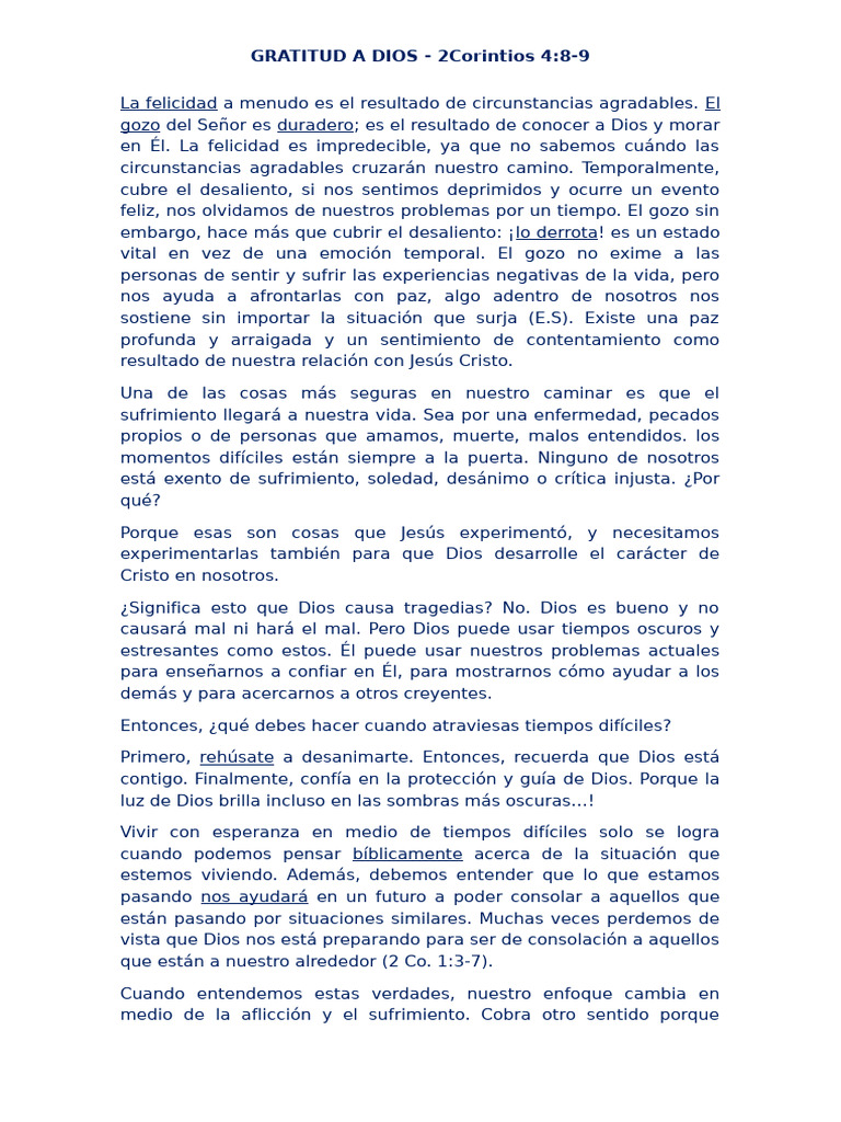Gratitud A Dios | PDF | Sufrimiento | Oración