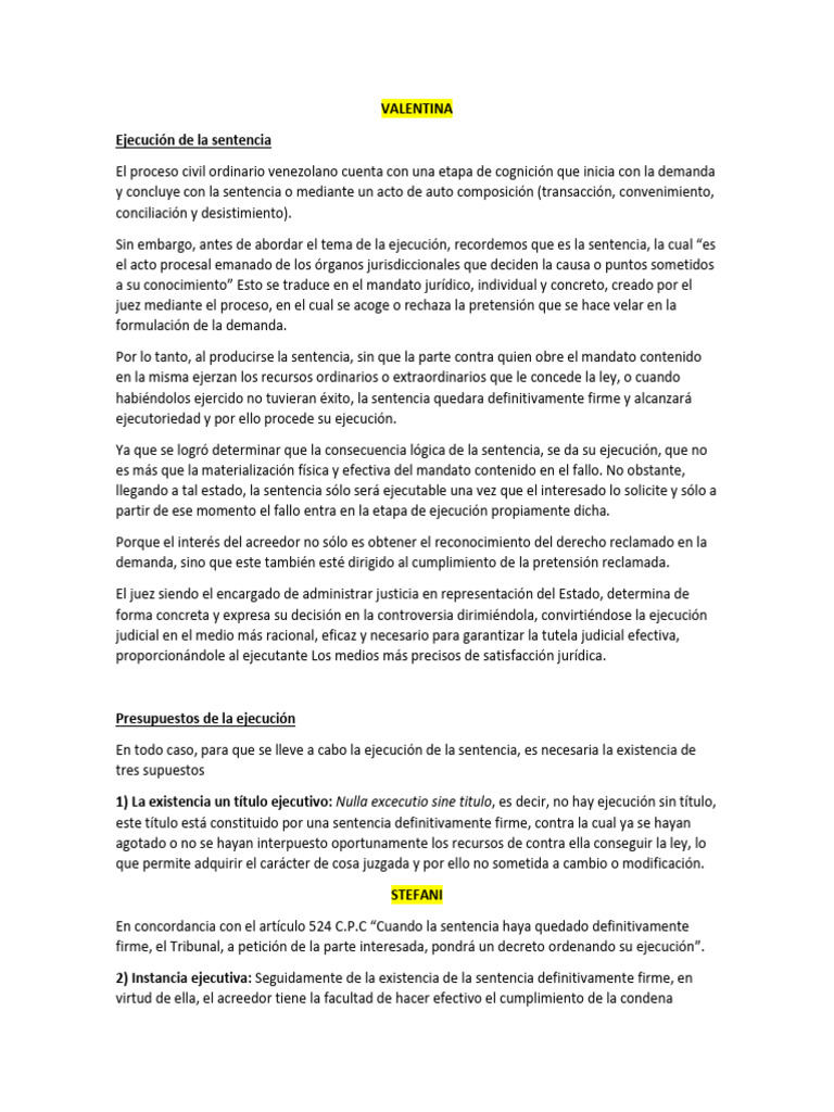 Ejecución de Sentencias en Venezuela | PDF | Demanda judicial | Ley ...
