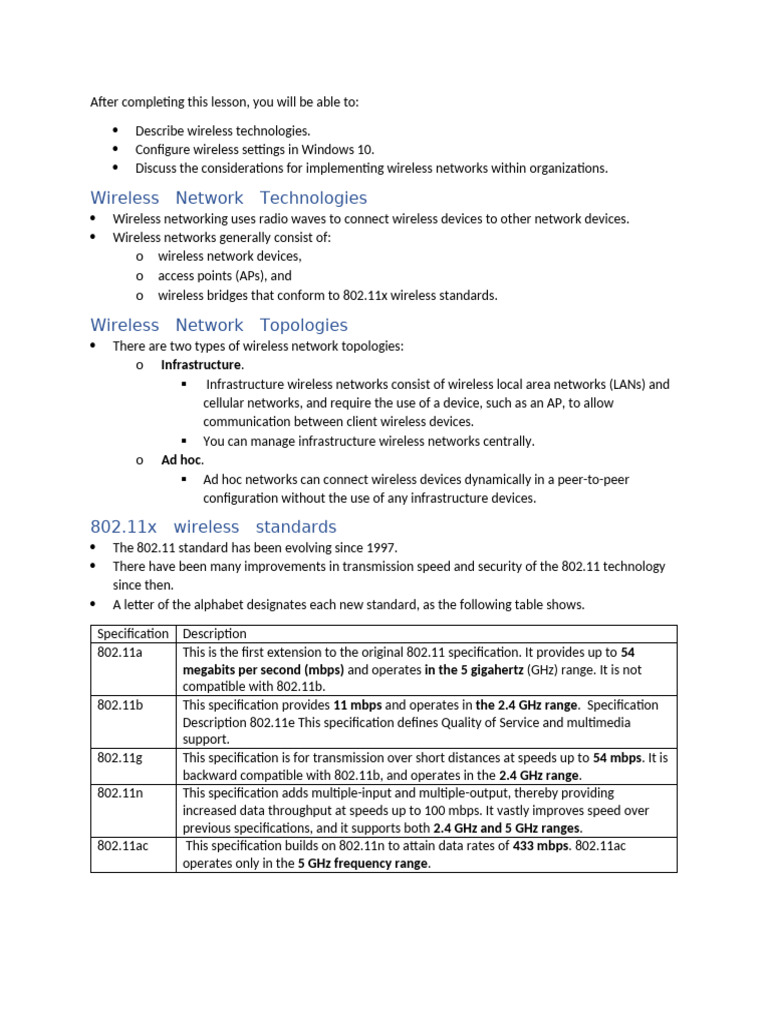 Wireless Networking in Windows 10 Guide | PDF | Wi Fi | Ieee 802.11
