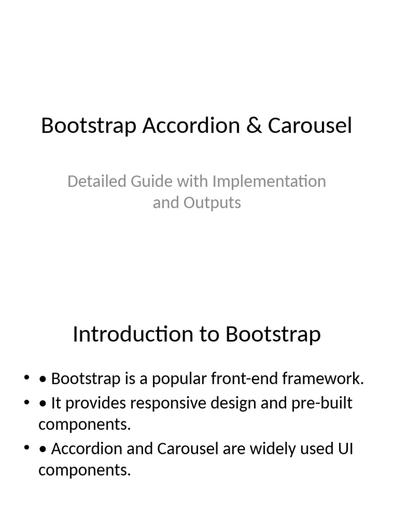 Bootstrap Accordion and Carousel Guide | PDF | Bootstrap (Front End ...