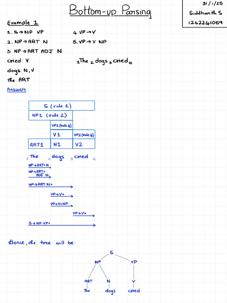 NLP Assignment - Bottom Up Parsing | PDF