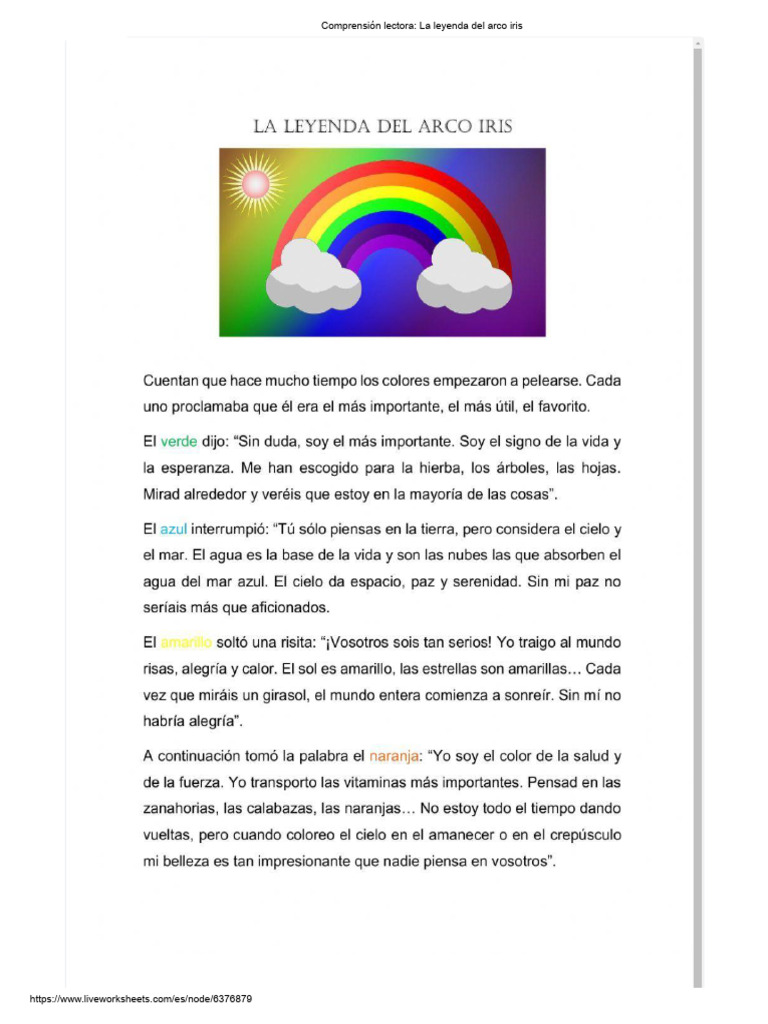 Leyenda del Arco Iris para Niños | PDF