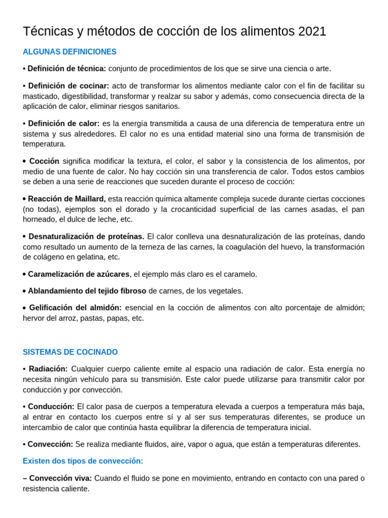 Técnicas y Métodos de Cocción de Los Alimentos 2021 | PDF | Cocinando ...