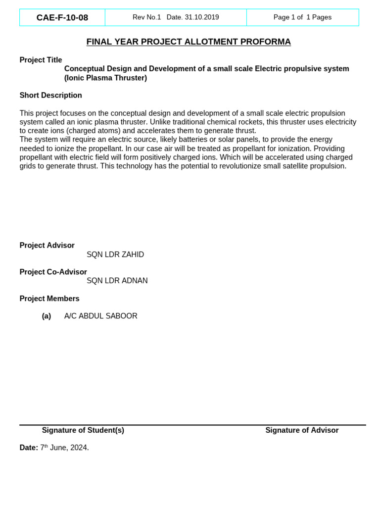 Project Description Form | PDF