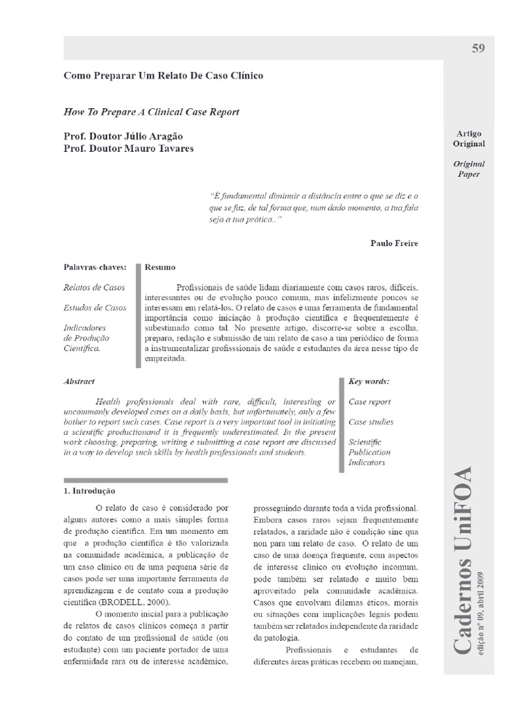 Vista Do Como Preparar Um Relato de Caso Clínico | PDF