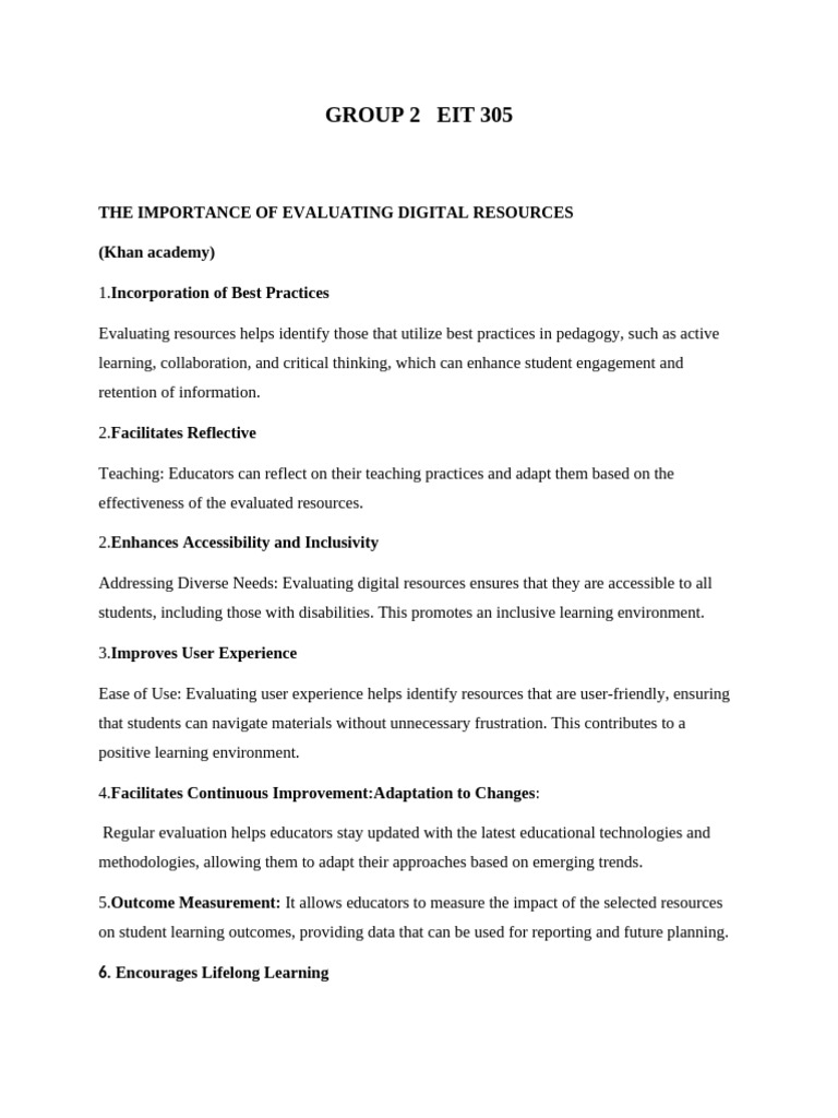 Evaluating Digital Learning Resources | PDF | Educational Assessment ...