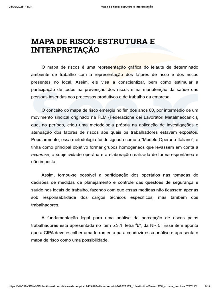 Elaboração e Interpretação do Mapa de Risco | PDF | Mapa