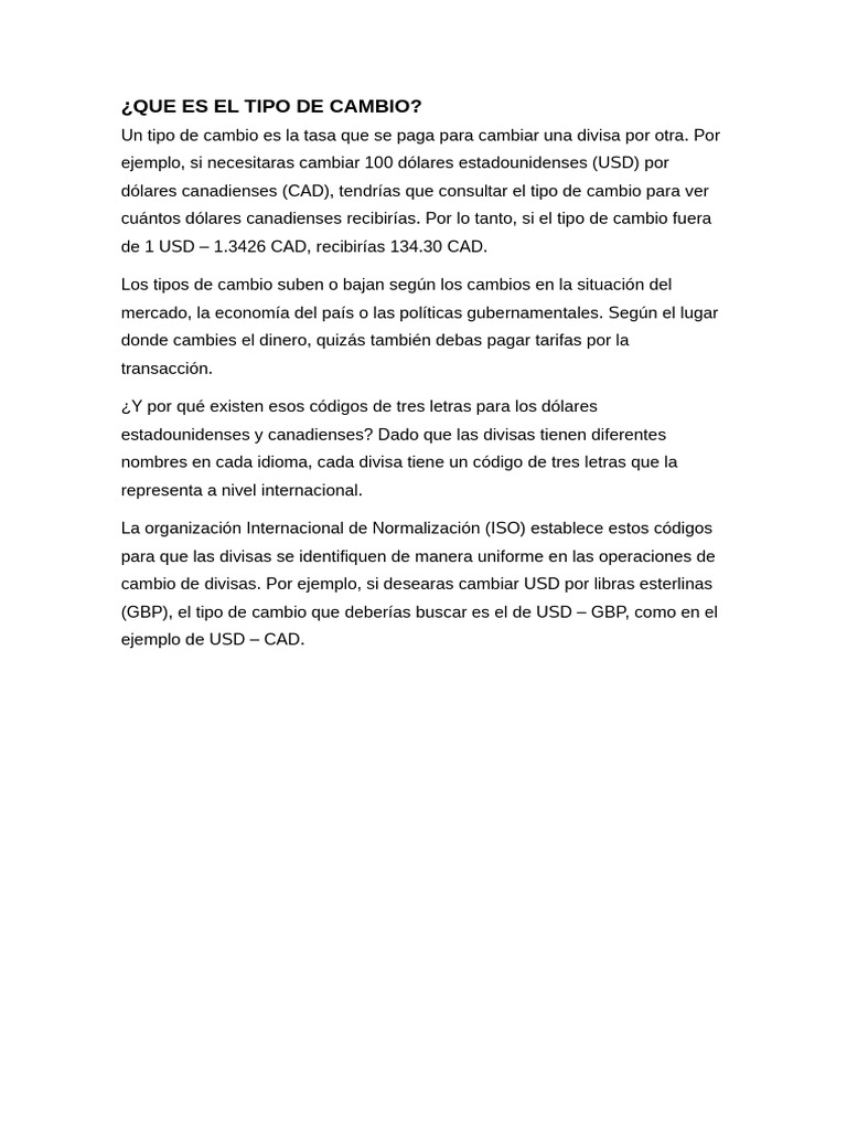 Que Es El Tipo de Cambio | PDF