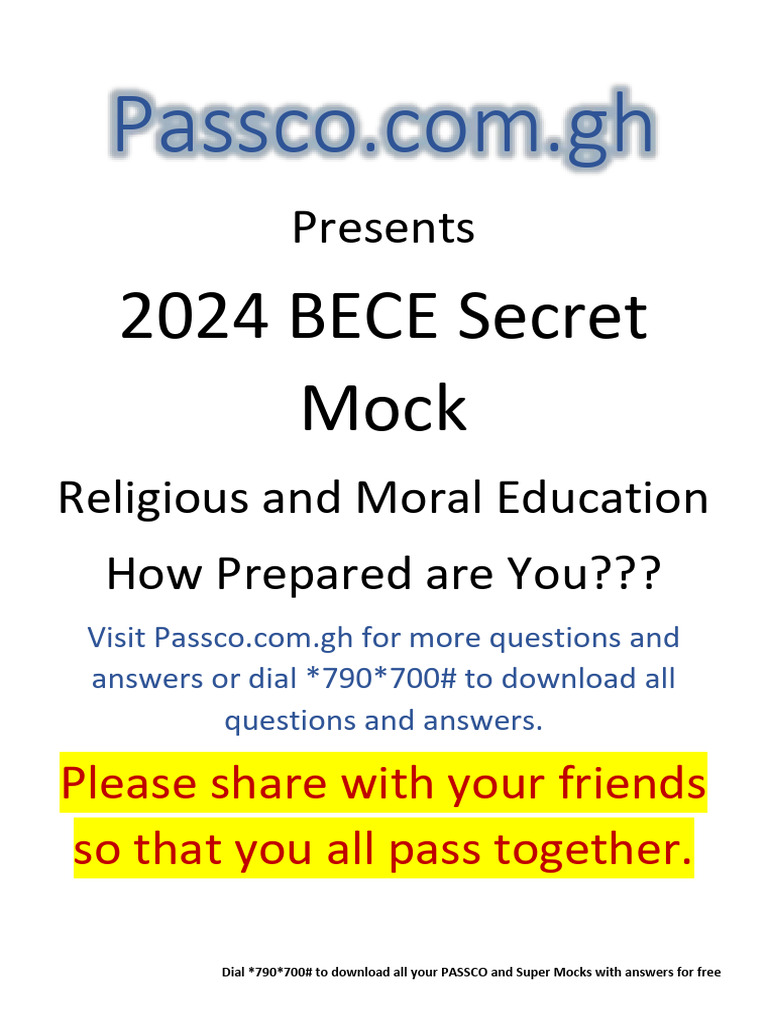 2024 RME Mock Questions & Answers | PDF | Jesus | Abrahamic Religions