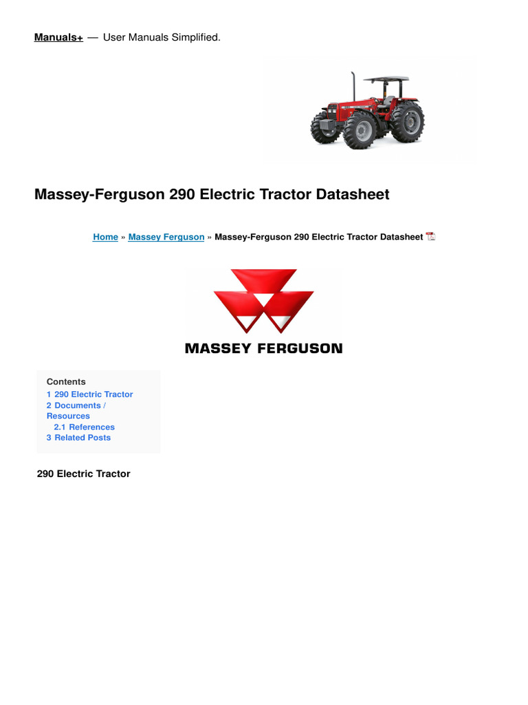 290 Electric Tractor Manual | PDF | Heavy Equipment | Agricultural ...
