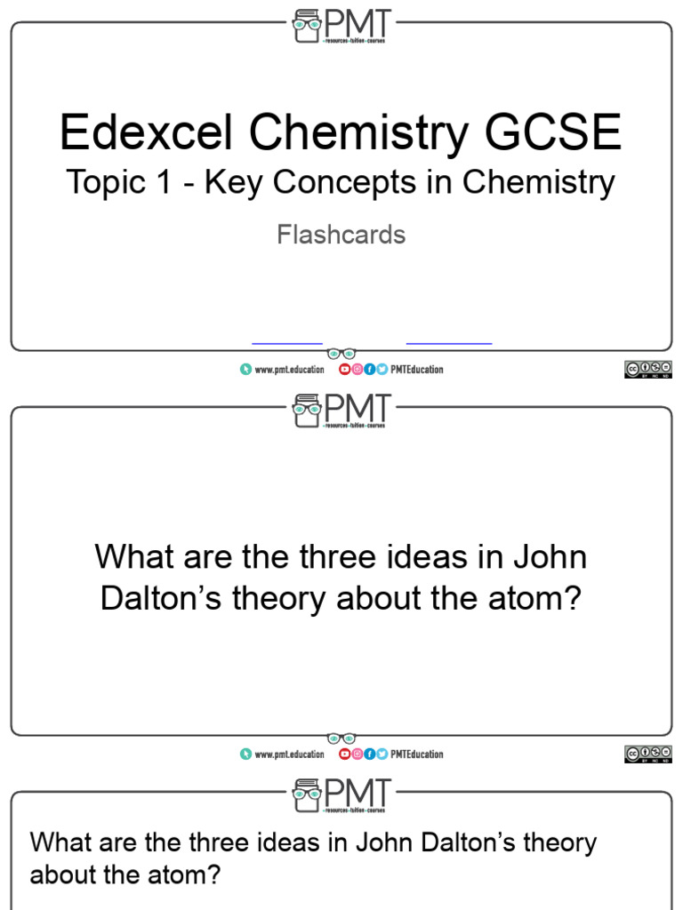 Flashcards topic 1 key concepts in chemistry edexcel chemistry gcse