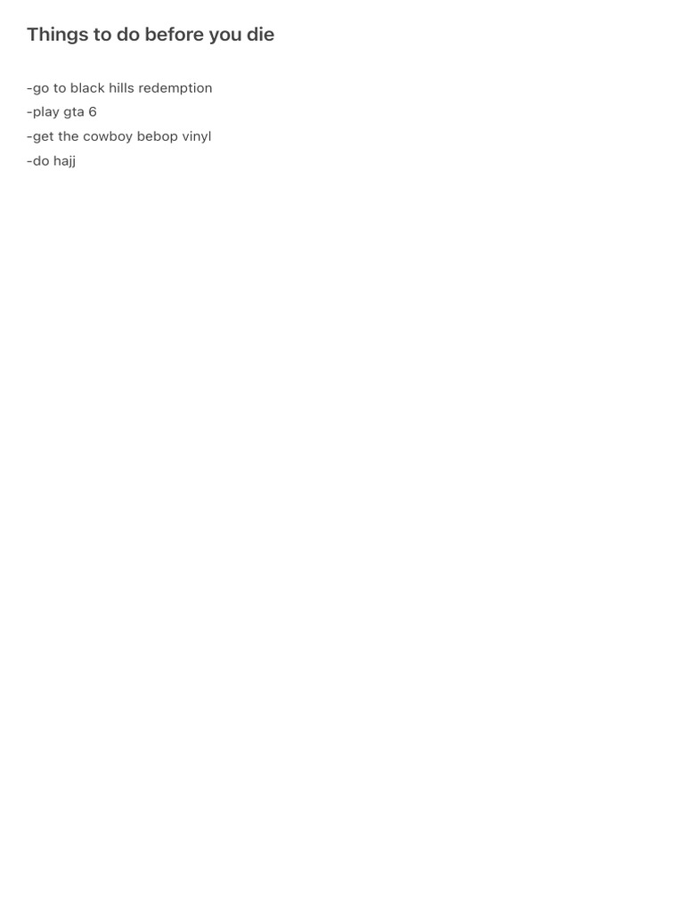 Things To Do Before You Die PDF