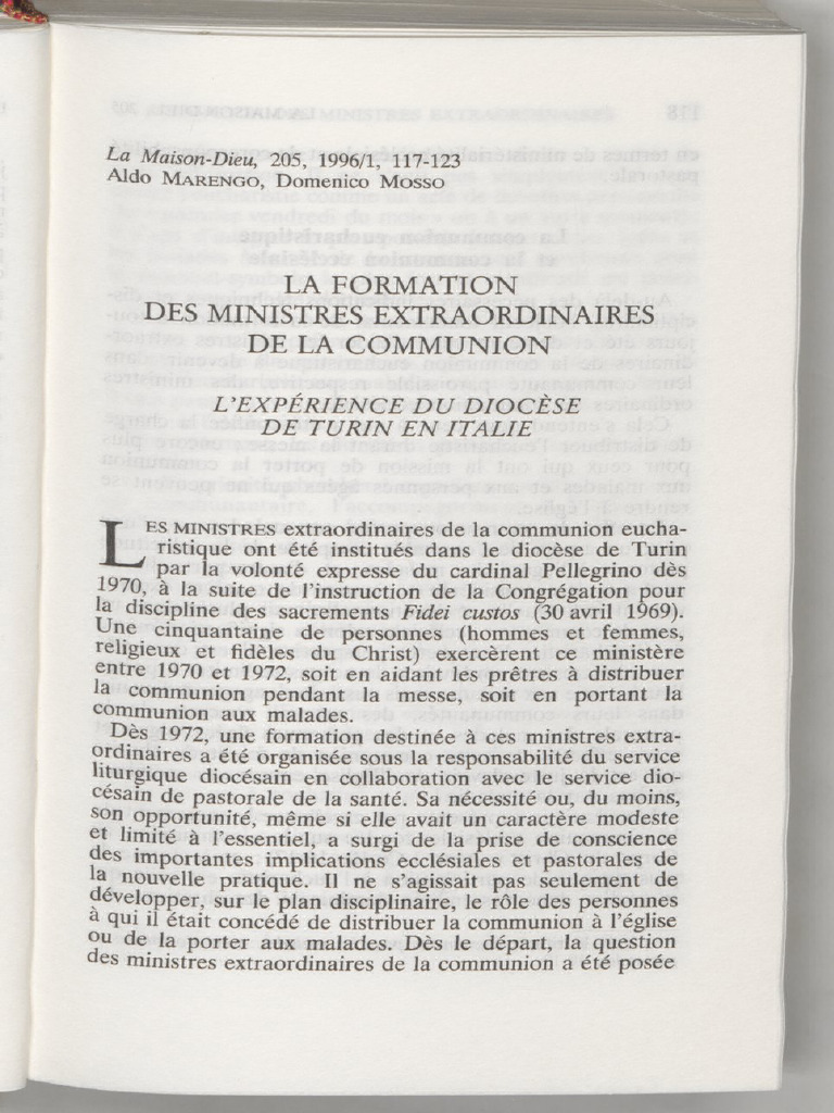 Formation des ministres de la communion | PDF | Eucharistie | Sacrement