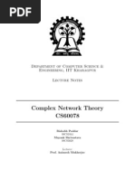 Complex Network Theory CS60078: Department of Computer Science & Engineering, IIT Kharagpur