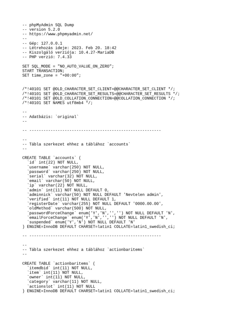 MariaDB SQL Dump Overview | PDF | Ignorance | Data Management Software
