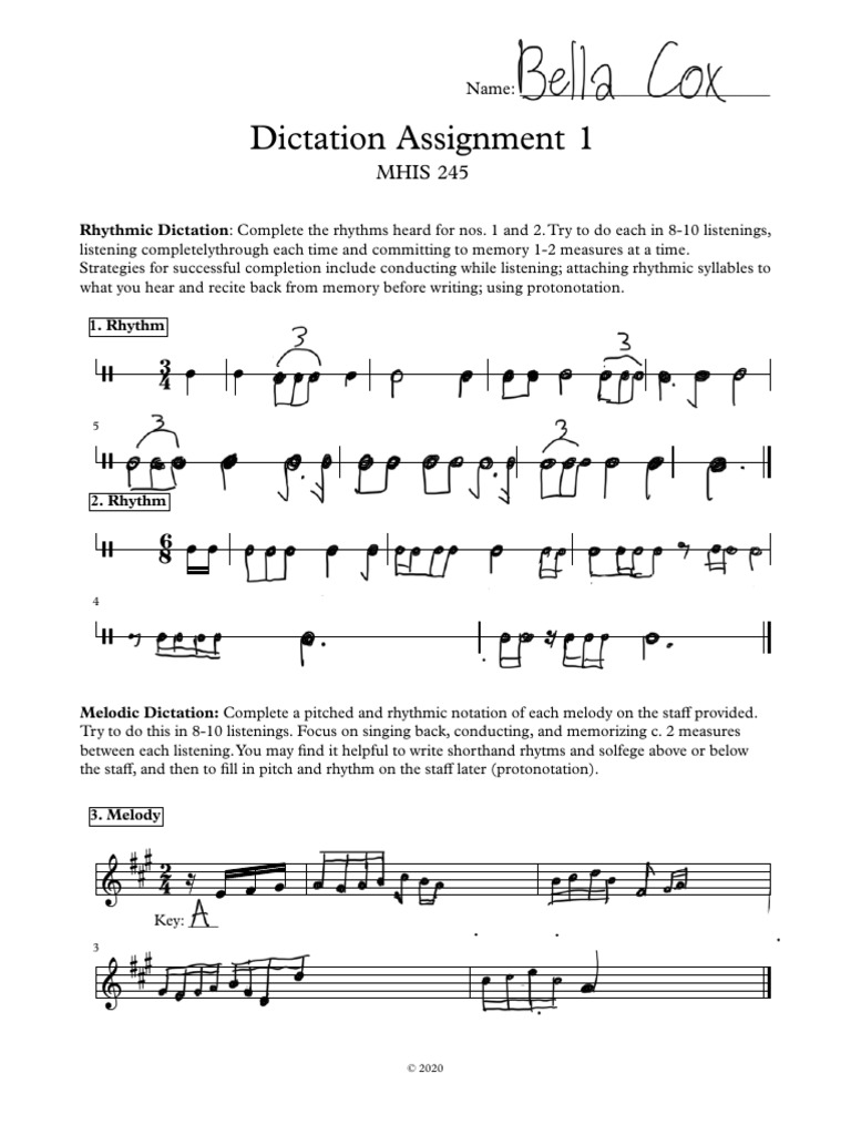 Dictation+Assignment+1 2 | PDF | Harmony | Rhythm
