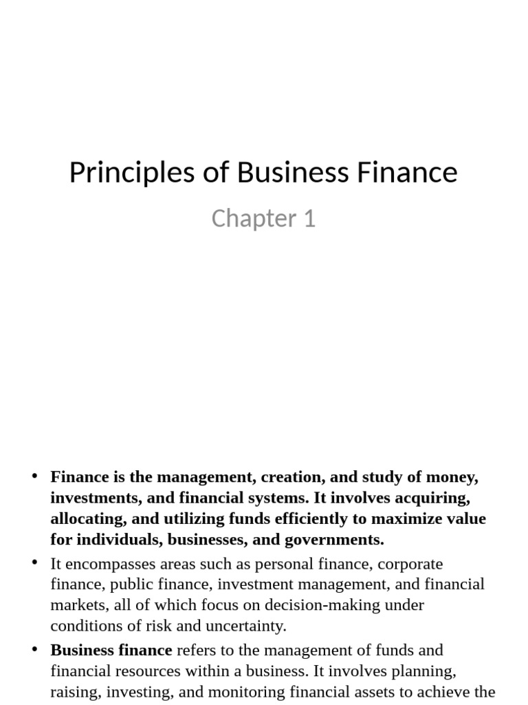 Key Principles of Business Finance | PDF | Limited Liability Company ...