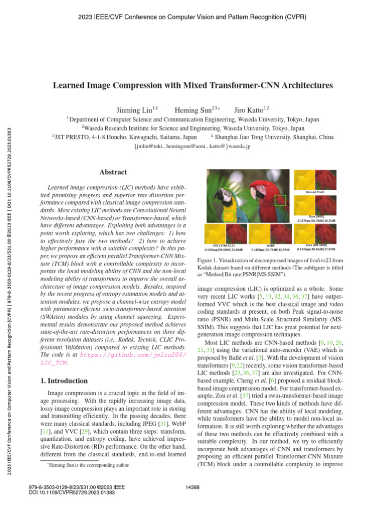 Efficient Image Compression with TCM | PDF | Data Compression | Applied ...