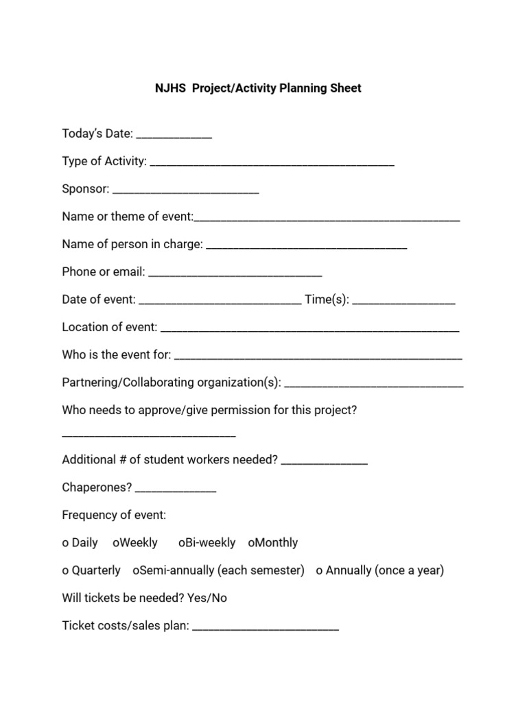 NJHS Project Proposal Form | PDF