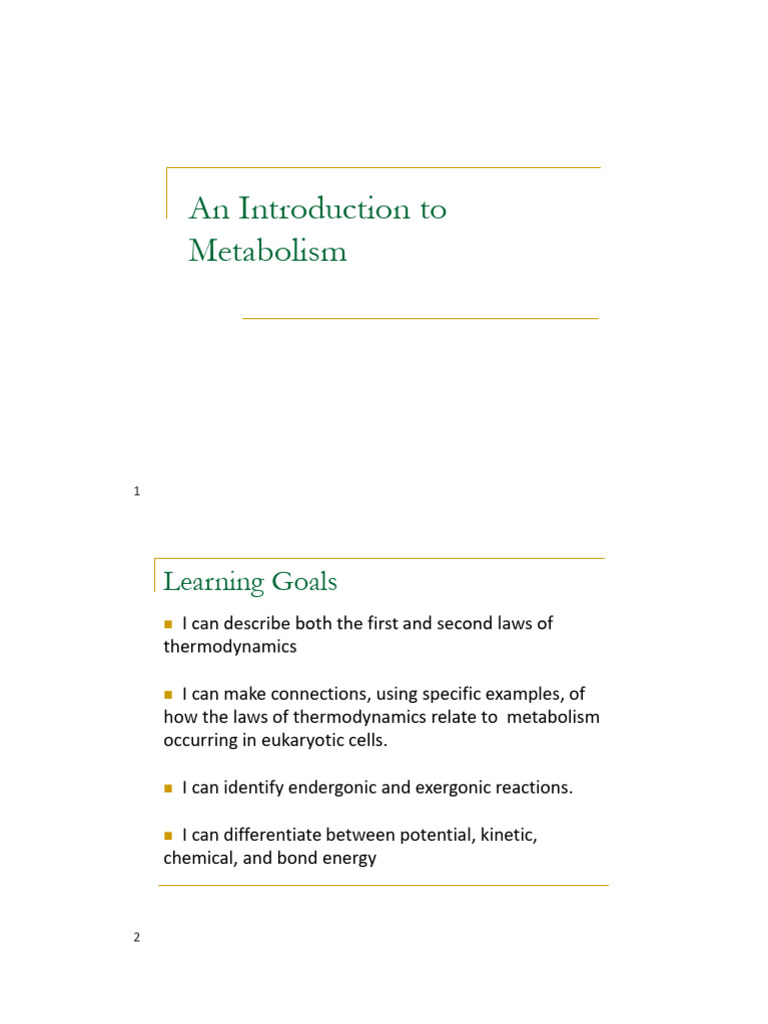 1 - An Introduction To Metabolism | PDF | Chemical Reactions | Chemistry