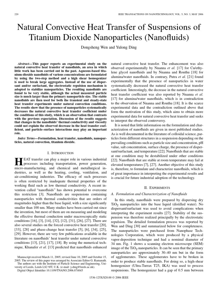 Dongsheng Wen and Yulong Ding | PDF | Heat Transfer | Viscosity