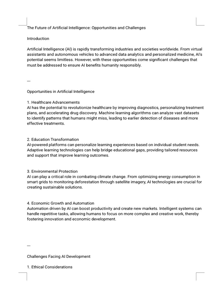 AI's Future: Opportunities & Challenges | PDF | Artificial Intelligence ...