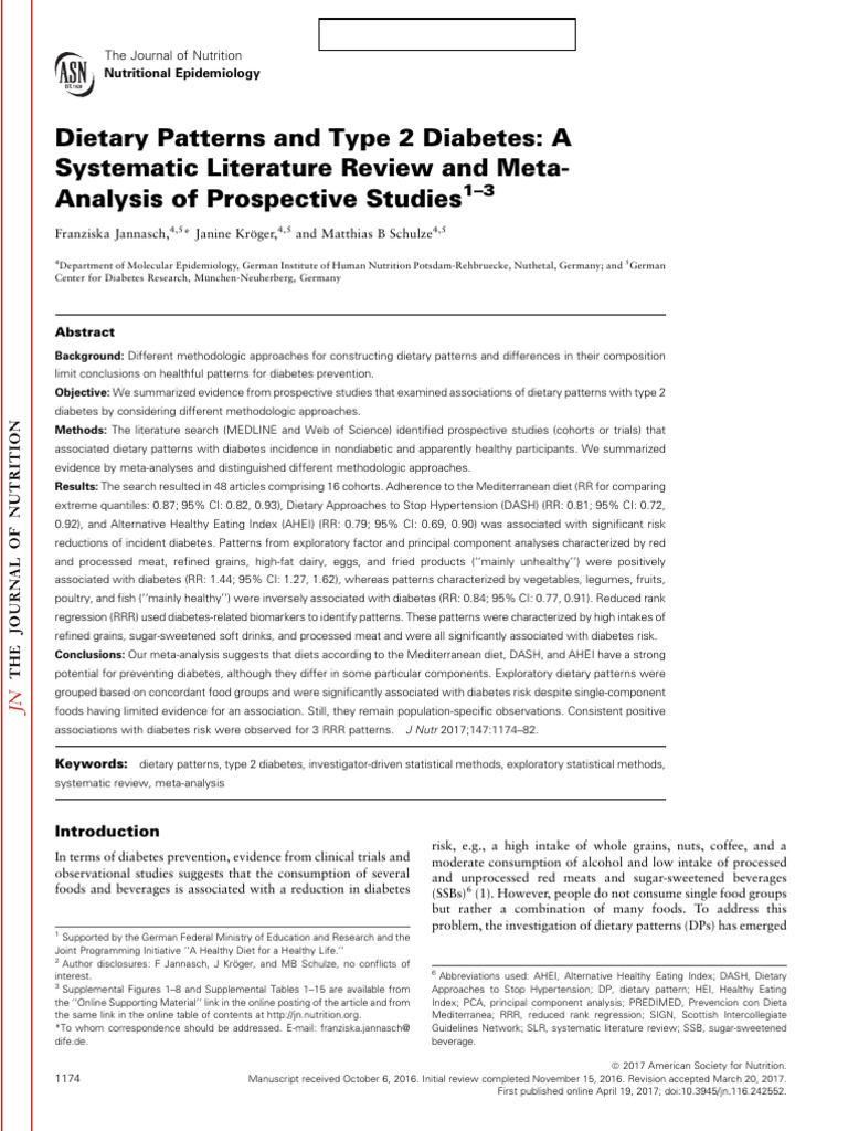 Dietary Patterns and Type 2 Diabetes Risk | PDF | Mediterranean Diet ...