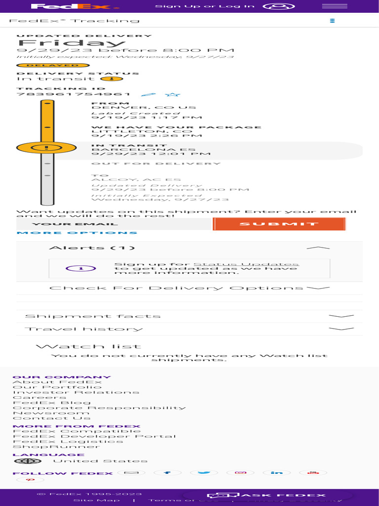 FedEx Delivery Tracking Update | PDF