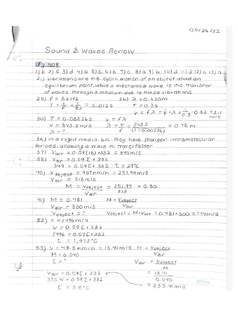 Sound and Waves Homework | PDF