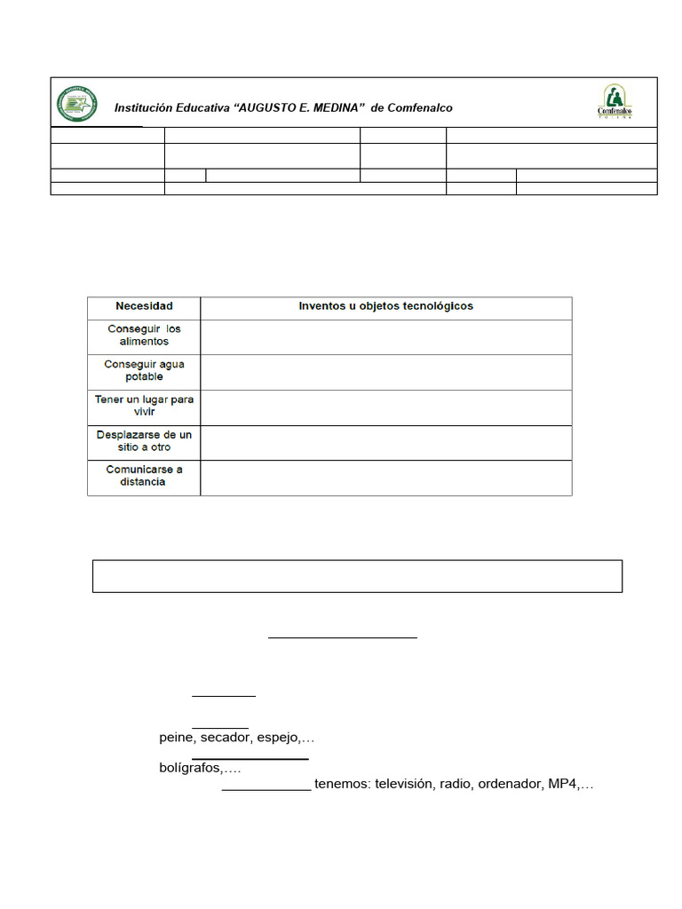 GUIA O TALLER DE TECNOLOGIA GRAdo Quinto | PDF