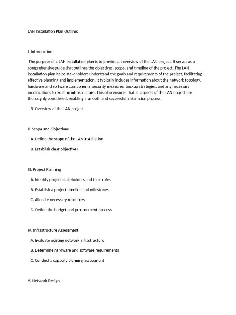 LAN Installation Plan Overview | PDF | Computer Network | Local Area ...