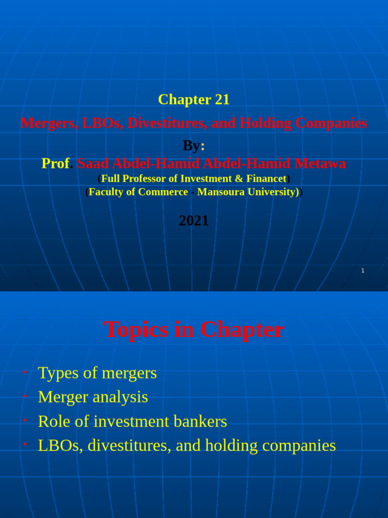 Chapter 21 - Mergers, LBOs, Divestitures, and Holding Companies | PDF ...