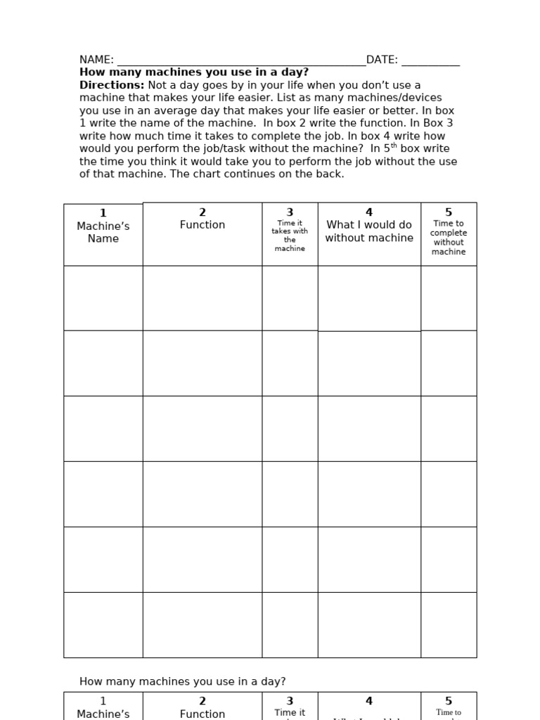 Daily Machine Usage Tracker Template | PDF
