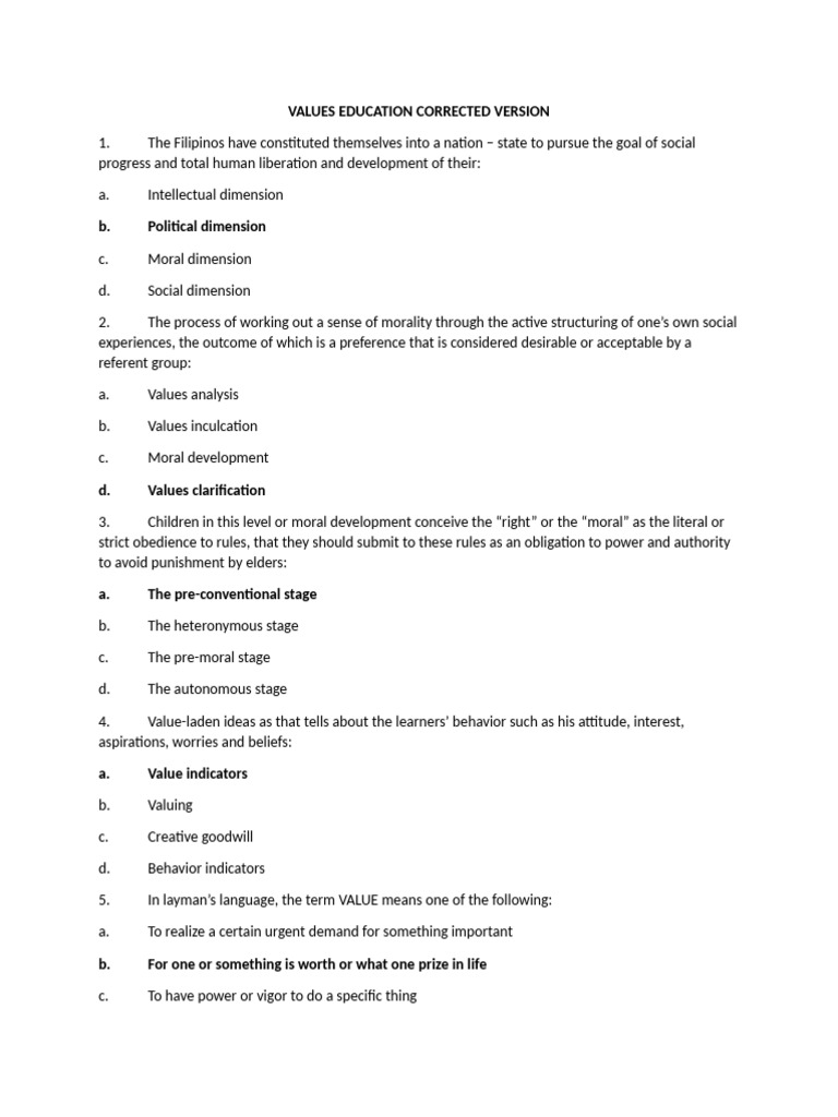 Values Education in the Philippines | PDF | Learning | Attitude ...