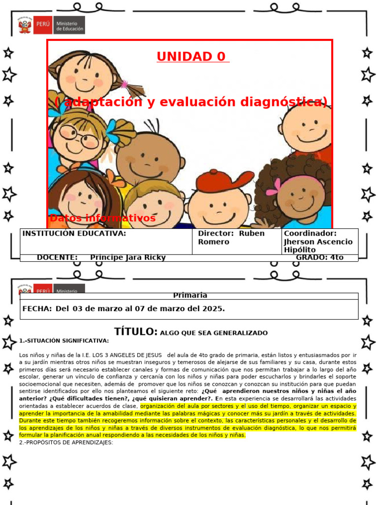 Adaptación y Evaluación en 4to Grado | PDF | Evaluación