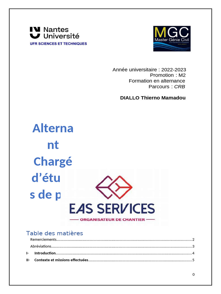 M moire D alternance M2 G nie Civil PDF Business