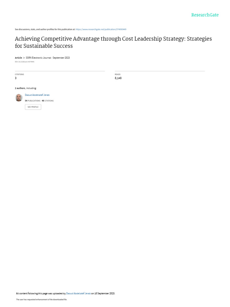 Cost Leadership Strategy for Competitive Advantage | PDF | Strategic ...