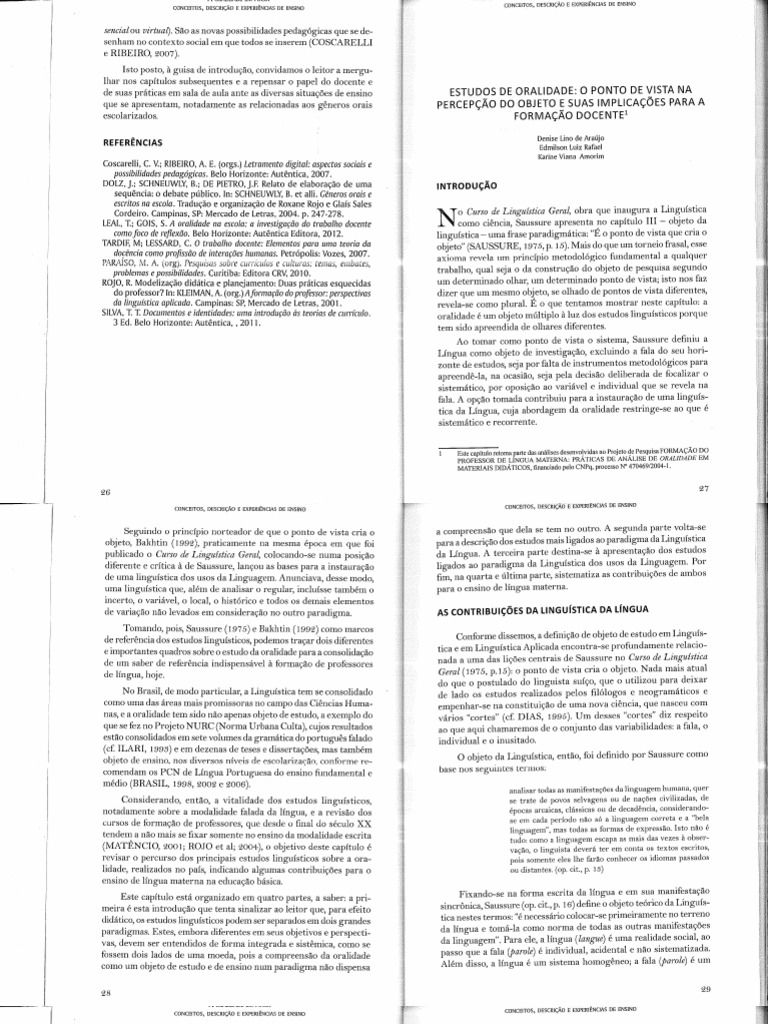 Oralidade em Foco, Cap. Oralidade Como Objeto de Estudos | PDF