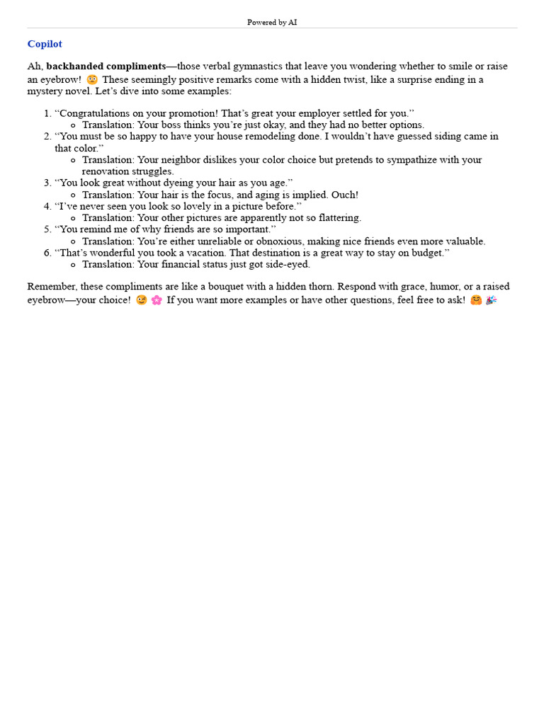 Understanding Backhanded Compliments | PDF