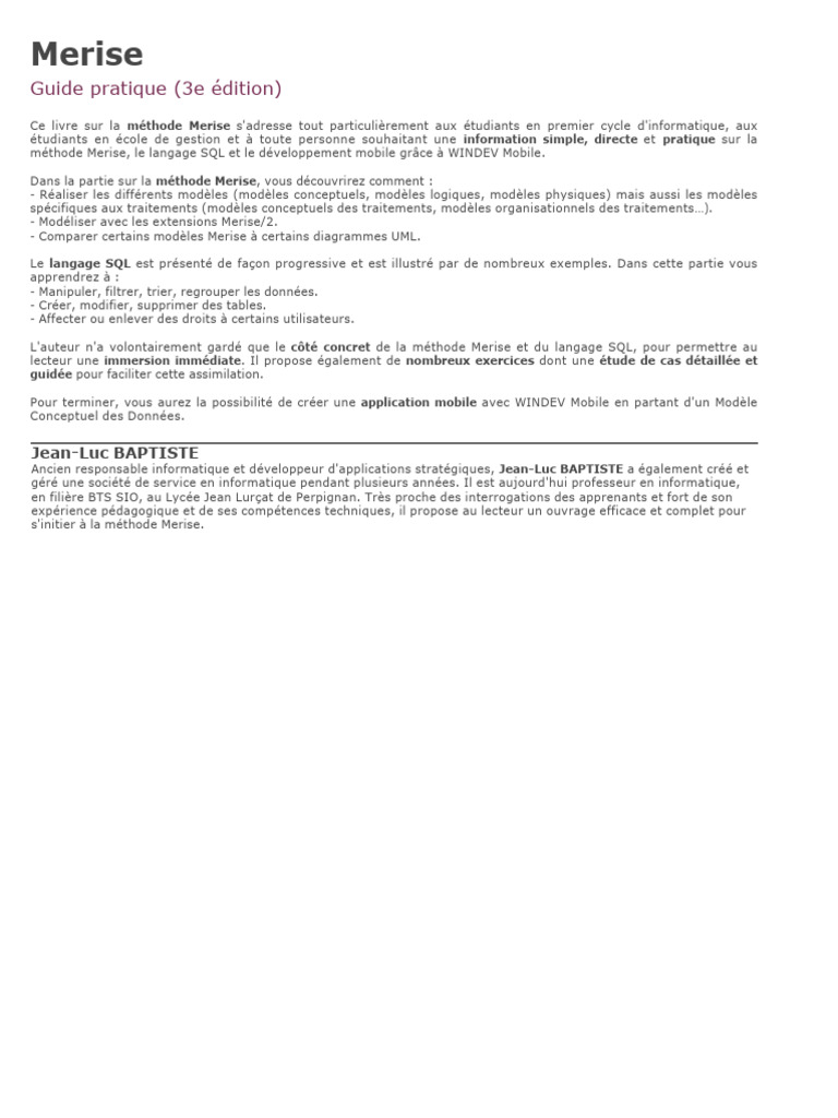Guide pratique de la méthode Merise | PDF
