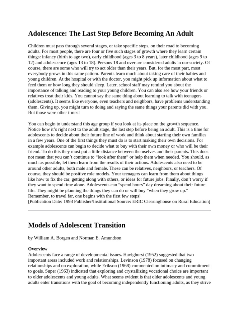 Understanding Adolescent Development Steps | PDF | Adolescence ...