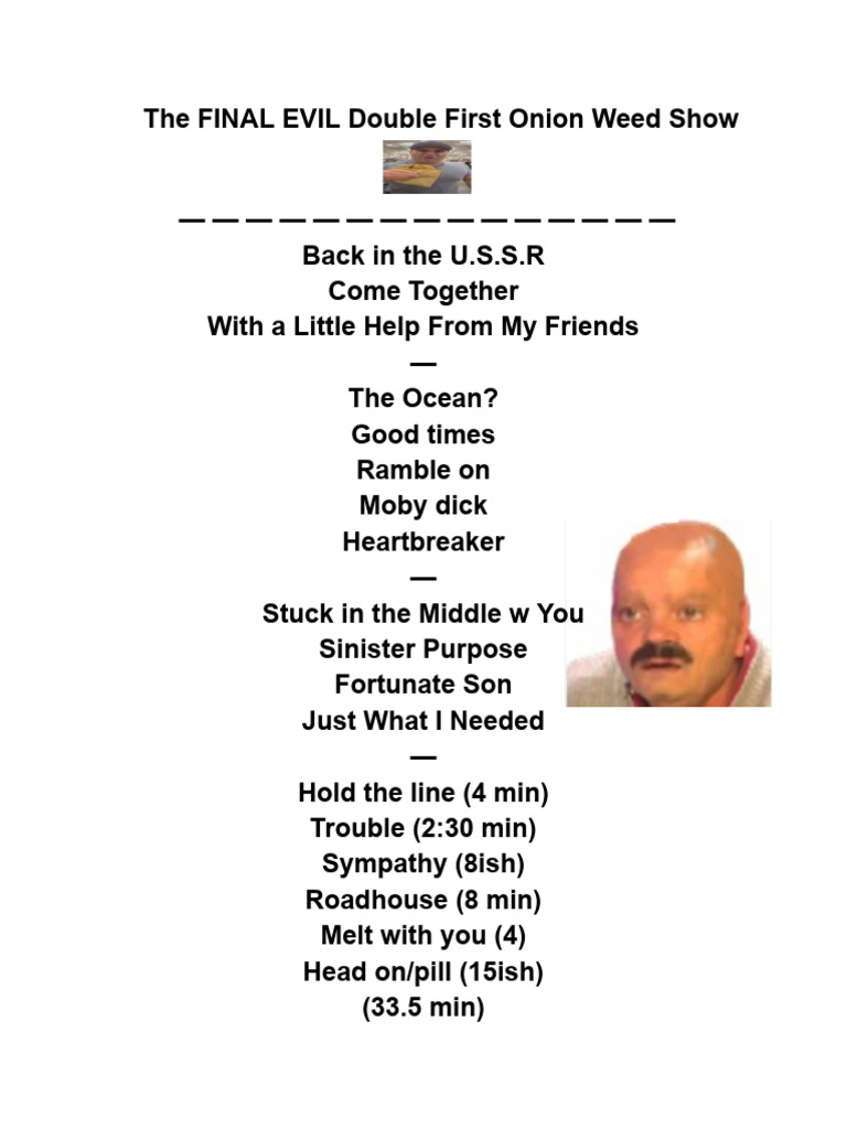 Gig Setlist for FINAL EVIL Show | PDF