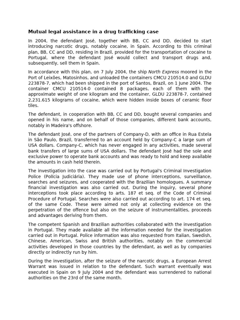 Drug Trafficking Case: Legal Assistance Overview | PDF | Search Warrant ...